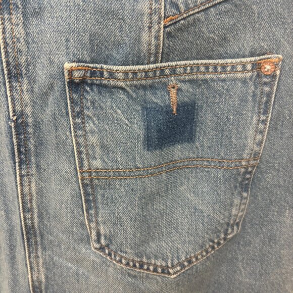 We The Free Skirt 29 Cotton Denim Button Fly High Waisted Slit Maxi Free People - Picture 8 of 15